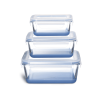 3 Glass Nestable Food Storage Containers - Navy
