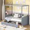Twin Size Canopy Day Bed with 2 Drawers, Gray
