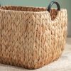 Rectangular Multi Purpose Water Hyacinth Woven Wicker Baskets with Handles - 16" x 12" x 13" - Natural Brown - For Towel, Toys