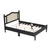 3 Pieces Bedroom Set with Full Size Wooden Bed Frame, 1 Vintage Nightstand and 1 Makeup Vanity Set with Stool,Black
