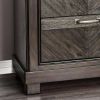 Espresso Color 1pc Nightstand V-Shape Plank Design Bedroom Furniture Bedside Table Nickel Bar Pull Solidwood 2- Storage Drawers