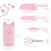 Hecef Cute Kitchen Knife Set with Block Scissors, 5-Piece Pink Cat Claw Sharp Chopping Chef Knives