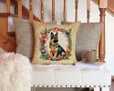 German Shepherd and Flowers Throw Pillow Machine Washable, Indoor Outdoor Decorative Pillow for Couch, Bed or Patio, 14Hx14W
