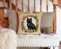 German Spitz and Flowers Throw Pillow Machine Washable, Indoor Outdoor Decorative Pillow for Couch, Bed or Patio, 14Hx14W