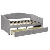 Upholstered daybed Twin Size with Two Drawers and Wood Slat ,Gray