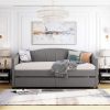 Upholstered daybed Twin Size with Two Drawers and Wood Slat ,Gray