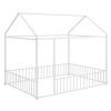Full Size Metal Bed House Bed Frame with Fence, for Kids, Teens, Girls, Boys,White