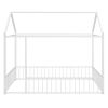 Full Size Metal Bed House Bed Frame with Fence, for Kids, Teens, Girls, Boys,White