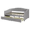 Upholstered daybed Twin Size with Two Drawers and Wood Slat ,Gray