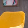 Modern Velvet Fabric Material Adjustable Height 360 Revolving Home Office Chair With Gold Metal Legs And Universal Wheels For Indoor,Yellow