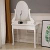 Vanity Table Set with Lighted Mirror, Makeup Dressing Table with 10 LED Lights, Touch Switch, 5 Drawers, Removable Organizer