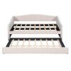 Upholstered Daybed Sofa Bed Twin Size With Trundle Bed and Wood Slat ,Beige