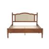 3 Pieces Bedroom Set with Queen Size Wooden Bed Frame, 1 Vintage Nightstand and 1 Makeup Vanity Set with Stool,Walnut (Expected Arrival Time: 08.23)