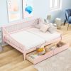 Full Size Daybed with Two Storage Drawers and Support Legs, Pink