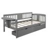 Twin size Daybed with Two Drawers, Wood Slat Support, Gray