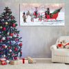 Framed Canvas Wall Art Decor Painting For Chrismas, Kids Riding White Horse Sledge Chrismas Gift Painting For Chrismas Gift