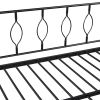 Full Size Metal Daybed with Twin Size Adjustable Trundle, Portable Folding Trundle