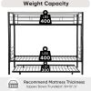 Over Twin Bunk Bed Frame with Trundle,Metal Bunkbed with Sturdy Guard Rail and 2 sideLadders for Kids/Adults,Can be Divided Into Two Beds