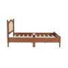 3 Pieces Bedroom Set with Queen Size Wooden Bed Frame, 1 Vintage Nightstand and 1 Makeup Vanity Set with Stool,Walnut (Expected Arrival Time: 08.23)