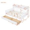 Full size Daybed, Wood Slat Support, with Bedside Shelf and Two Drawers, White