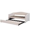 Upholstered Daybed Sofa Bed Twin Size With Trundle Bed and Wood Slat ,Beige