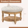 29 Inch Large Round Ottoman Coffee Table 2-Tier Upholstered Tufted Footrest Ottoman with Flip-up Top