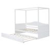 Twin Size Canopy Day Bed with twin size Trundle, White