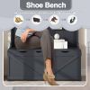 Hall Tree with Storage Bench, Entryway Bench with Drawer and 5 Hooks, Coat Rack with Display Shelf for Hallway Entryways, Dark Blue