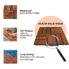 Acacia Wood Interlocking Deck Tiles Checker Pattern, 20 PCS 12" x 12" Square Acacia Hardwood Outdoor Flooring for Patio, Bancony, Pool Side,...