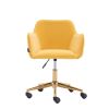 Modern Velvet Fabric Material Adjustable Height 360 Revolving Home Office Chair With Gold Metal Legs And Universal Wheels For Indoor,Yellow