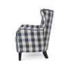 Vintage Fabric Club Chair, White & Blue Checkerboard Classic Armchair, Stylish and Comfortable Addition to Your Living Space