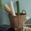 Joseph Round Cone Woven Resin Wicker Basket with Handles - 16" x 16" x 14.5" - Chocolate Brown - For Clothes, Towels, Canvas, Toys