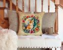 Corgi and Flowers Throw Pillow Machine Washable, Indoor Outdoor Decorative Pillow for Couch, Bed or Patio, 14Hx14W