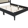 3 Pieces Bedroom Set with Full Size Wooden Bed Frame, 1 Vintage Nightstand and 1 Makeup Vanity Set with Stool,Black