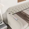 Twin Size Upholstered Daybed with Trundle and USB Charging Design, Velvet Upholstered Daybed Frame, Twin Sofa Bed for Living Room Bedroom