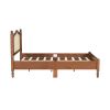 3 Pieces Bedroom Set with Full Size Wooden Bed Frame, 1 Vintage Nightstand and 1 Makeup Vanity Set with Stool,Walnut (Expected Arrival Time: 08.23)