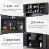 Coffee Bar Cabinet Kitchen Cabinet with Storage, Farmhouse Wine Cabinet with Drawers shelves and cabinets