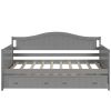 Twin Wooden Daybed with Trundle Bed, Sofa Bed for Bedroom Living Room, Gray