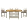 5pc Dining Set Counter Height Table Base with 2 Shelves