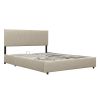 Queen Upholstered Platform Bed with Lifting Storage, Queen Size Bed Frame with Storage and Tufted Headboard