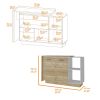 White and Light Oak 2-Piece Kitchen Set, Kitchen Island and Wall Cabinet