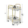 2-tier Kitchen Rolling Cart with Steel Frame and Lockable Casters