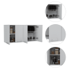 White and Light Oak 4-Shelf 6-Door 2-piece Kitchen Set, Kitchen Island and Upper Wall Cabinet