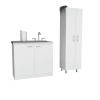 White 4-Door 2-piece Kitchen Set, Utility Sink Cabinet and Pantry Cabinet