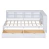 Wooden Twin Size DayBed with 2 Drawers, DayBed with Storage Shelf and USB Charging Ports,White