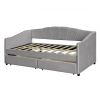 Upholstered daybed Twin Size with Two Drawers and Wood Slat ,Gray