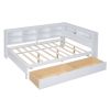 Wooden Full Size DayBed with 2 Drawers, DayBed with Storage Shelf and USB Charging Ports,White