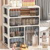 Storage box, makeup storage, plastic storage box (with 5 doors), countertop organizing storage container, white