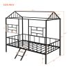 Metal House Bed Frame Twin Size with Slatted Support No Box Spring Needed