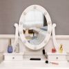 Vanity Table Set with Lighted Mirror, Makeup Dressing Table with 10 LED Lights, Touch Switch, 5 Drawers, Removable Organizer